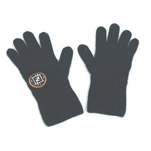 FENDI FXY554 Zucca Wool/Cashmere Gloves with Logo Patch, Women's, Black